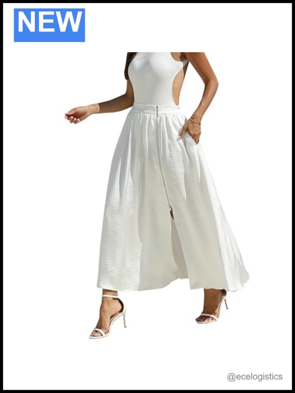 Satin Flowy A-Line Zip Wrap Maxi Skirt with Pockets